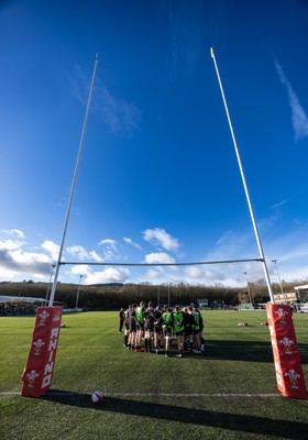 121225 - Wales U20 v Scotland U20, International Friendly - The Wales team warm up at the start of the match