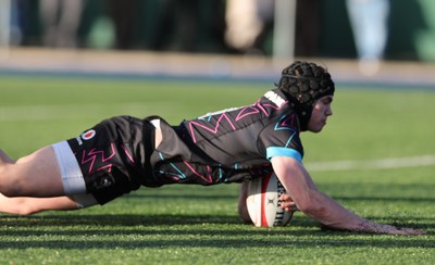 121225 - Wales U20 v Scotland U20, International Friendly - Rhys Cummings of Wales scores his second try