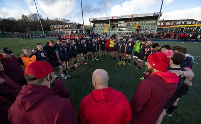 121225 - Wales U20 v Scotland U20, International Friendly - The Wales team huddle up at the end of the match