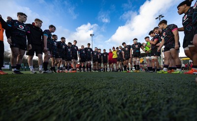 121225 - Wales U20 v Scotland U20, International Friendly - The Wales team huddle up at the end of the match