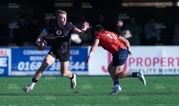 121225 - Wales U20 v Scotland U20, International Friendly - Lewis Edwards of Wales takes on Henry Kesterton of Scotland
