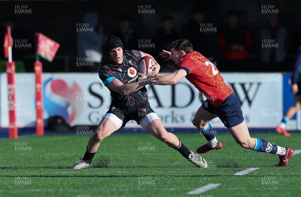 121225 - Wales U20 v Scotland U20, International Friendly - Rhys Cummings of Wales looks to attack