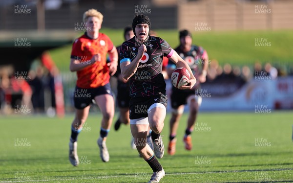 121225 - Wales U20 v Scotland U20, International Friendly - Rhys Cummings of Wales races in to score try