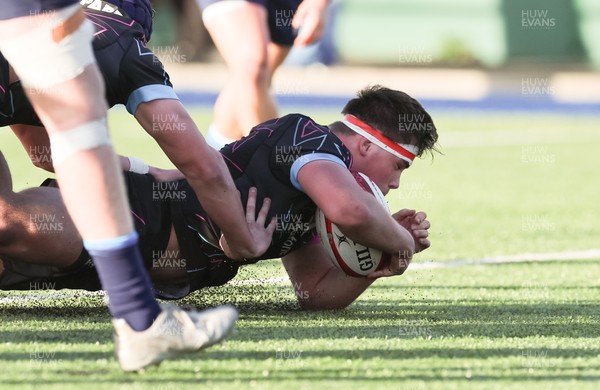121225 - Wales U20 v Scotland U20, International Friendly - Tom Howe of Wales powers over to score try