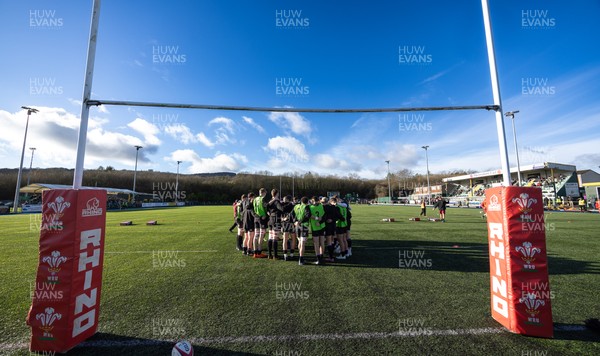121225 - Wales U20 v Scotland U20, International Friendly - The Wales team warm up at the start of the match