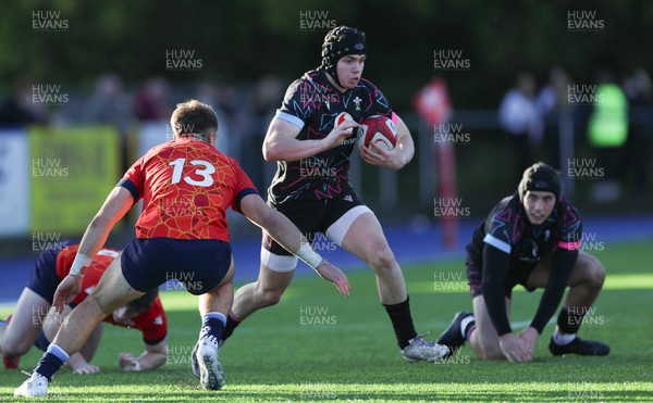 121225 - Wales U20 v Scotland U20, International Friendly - Rhys Cummings of Wales charges forward