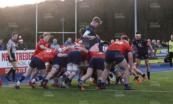 121225 - Wales U20 v Scotland U20, International Friendly - Wales drive over for Evan Minto of Wales to score