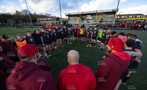 121225 - Wales U20 v Scotland U20, International Friendly - The Wales team huddle up at the end of the match