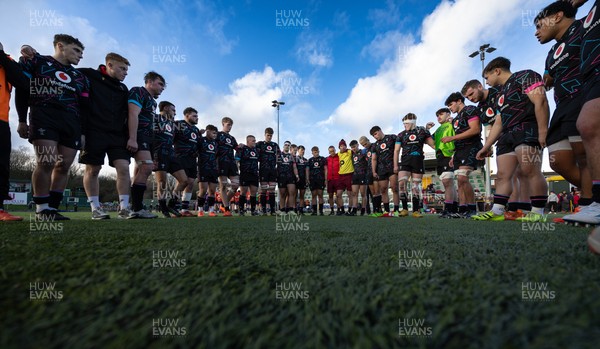 121225 - Wales U20 v Scotland U20, International Friendly - The Wales team huddle up at the end of the match