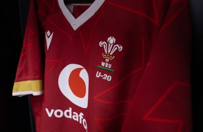 200226 - Wales U20 v Scotland U20, 2026 U20 Six Nations - Match jerseys hang in the Wales changing room
