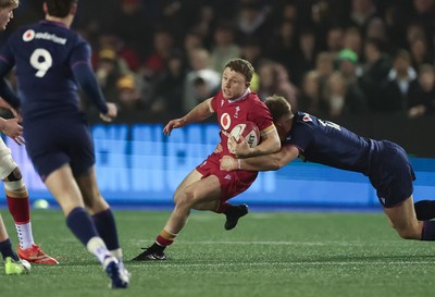 200226 - Wales U20 v Scotland U20, 2026 U20 Six Nations - Tom Bowen of Wales attacks