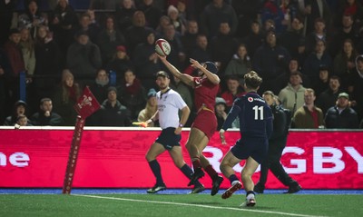 200226 - Wales U20 v Scotland U20, 2026 U20 Six Nations -  Dylan Scott of Wales scores try