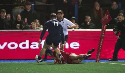 200226 - Wales U20 v Scotland U20, 2026 U20 Six Nations -  Dylan Scott of Wales scores try