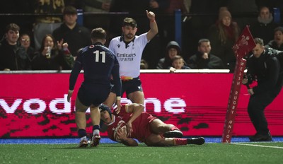 200226 - Wales U20 v Scotland U20, 2026 U20 Six Nations -  Dylan Scott of Wales scores try