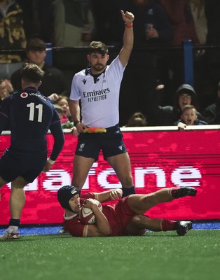 200226 - Wales U20 v Scotland U20, 2026 U20 Six Nations -  Dylan Scott of Wales scores try
