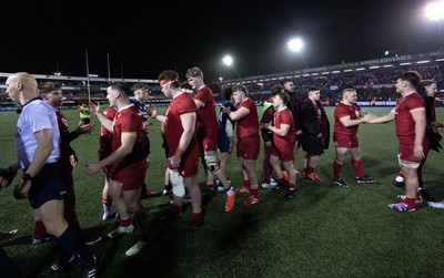 200226 - Wales U20 v Scotland U20, 2026 U20 Six Nations - Wales players at the end of the match
