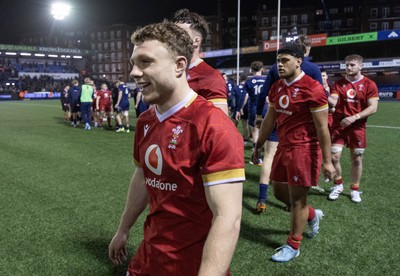 200226 - Wales U20 v Scotland U20, 2026 U20 Six Nations - Wales players at the end of the match