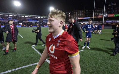 200226 - Wales U20 v Scotland U20, 2026 U20 Six Nations - Wales players at the end of the match