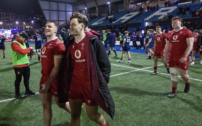 200226 - Wales U20 v Scotland U20, 2026 U20 Six Nations - Wales players at the end of the match