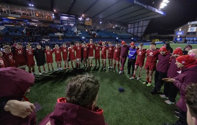 200226 - Wales U20 v Scotland U20, 2026 U20 Six Nations - Wales players at the end of the match