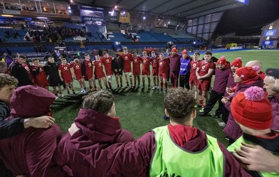 200226 - Wales U20 v Scotland U20, 2026 U20 Six Nations - Wales players at the end of the match