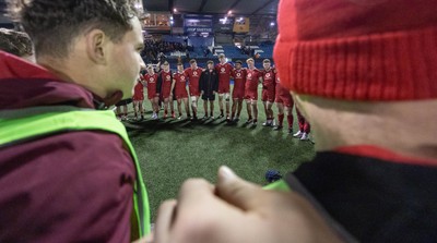 200226 - Wales U20 v Scotland U20, 2026 U20 Six Nations - Wales players at the end of the match