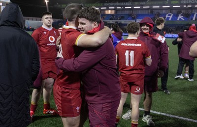 200226 - Wales U20 v Scotland U20, 2026 U20 Six Nations - Wales players at the end of the match
