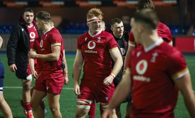 200226 - Wales U20 v Scotland U20, 2026 U20 Six Nations - Wales players at the end of the match