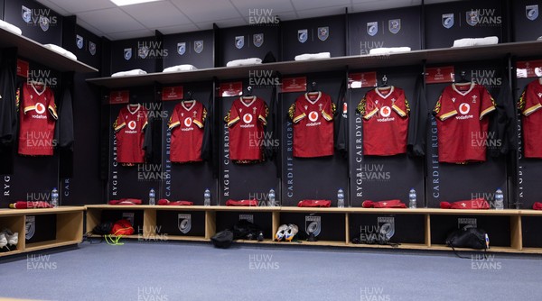 200226 - Wales U20 v Scotland U20, 2026 U20 Six Nations - Match jerseys hang in the Wales changing room
