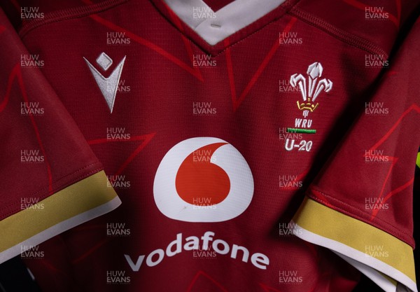 200226 - Wales U20 v Scotland U20, 2026 U20 Six Nations - Match jerseys hang in the Wales changing room
