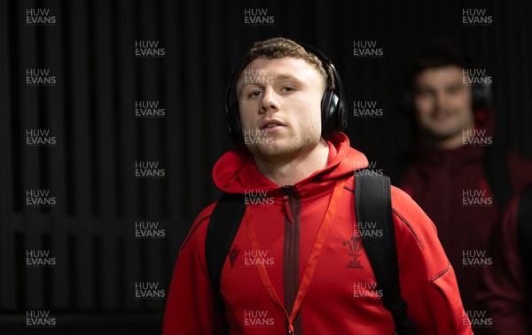 200226 - Wales U20 v Scotland U20, 2026 U20 Six Nations - Tom Bowen of Wales arrives at the Arms Park ahead of the match