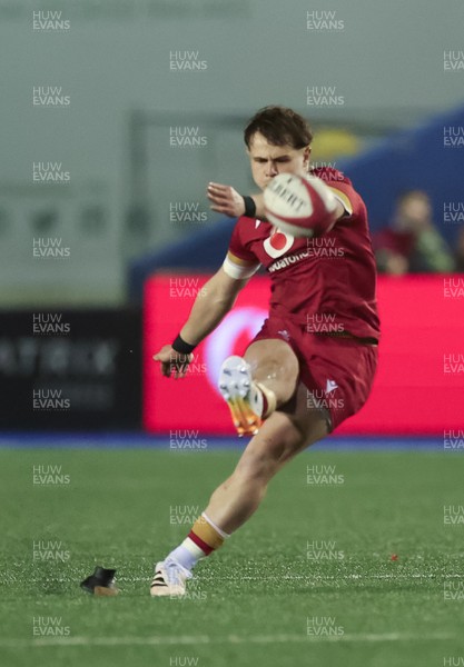 200226 - Wales U20 v Scotland U20, 2026 U20 Six Nations - Carwyn Leggatt-Jones of Wales kicks penalty