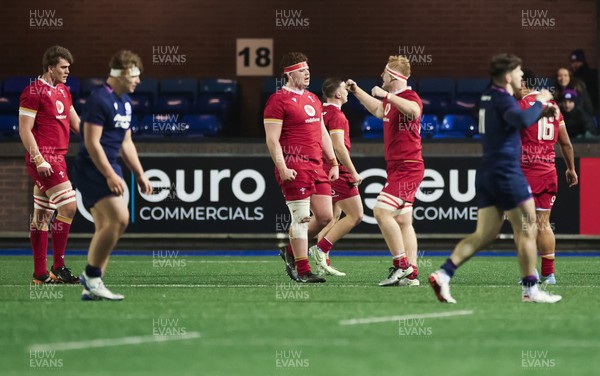 200226 - Wales U20 v Scotland U20, 2026 U20 Six Nations - Wales celebrate at the end of the match