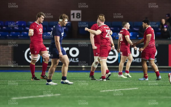 200226 - Wales U20 v Scotland U20, 2026 U20 Six Nations - Wales celebrate at the end of the match