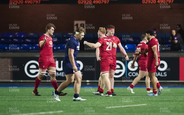 200226 - Wales U20 v Scotland U20, 2026 U20 Six Nations - Wales celebrate at the end of the match
