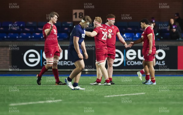 200226 - Wales U20 v Scotland U20, 2026 U20 Six Nations - Wales celebrate at the end of the match
