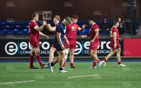 200226 - Wales U20 v Scotland U20, 2026 U20 Six Nations - Wales celebrate at the end of the match