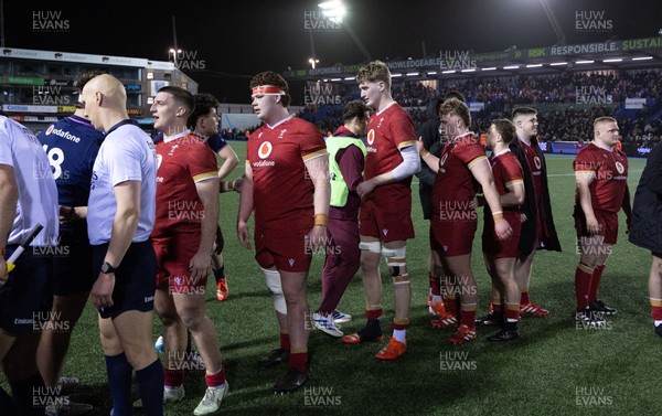 200226 - Wales U20 v Scotland U20, 2026 U20 Six Nations - Wales players at the end of the match