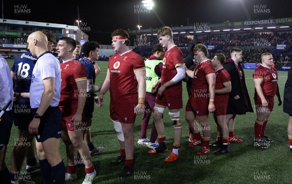 200226 - Wales U20 v Scotland U20, 2026 U20 Six Nations - Wales players at the end of the match