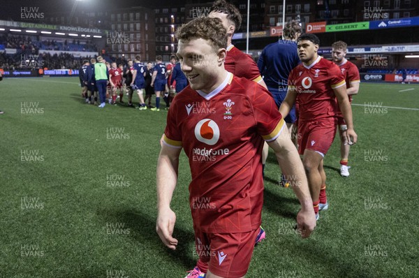 200226 - Wales U20 v Scotland U20, 2026 U20 Six Nations - Wales players at the end of the match