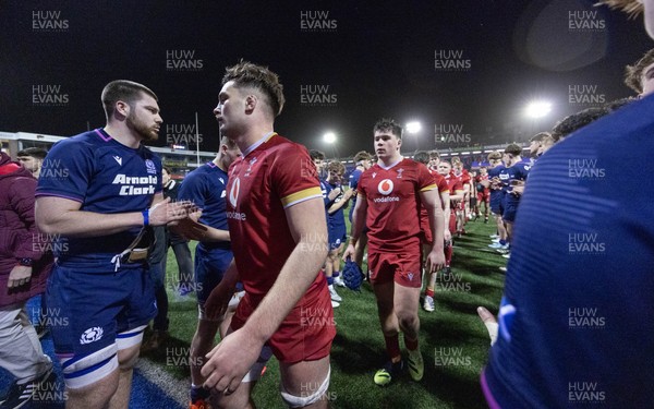 200226 - Wales U20 v Scotland U20, 2026 U20 Six Nations - Wales players at the end of the match