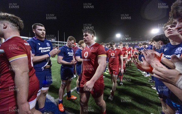 200226 - Wales U20 v Scotland U20, 2026 U20 Six Nations - Wales players at the end of the match