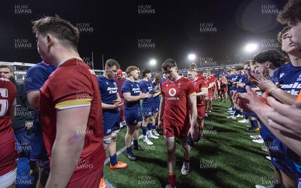 200226 - Wales U20 v Scotland U20, 2026 U20 Six Nations - Wales players at the end of the match