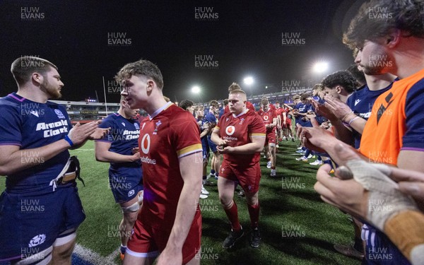 200226 - Wales U20 v Scotland U20, 2026 U20 Six Nations - Wales players at the end of the match