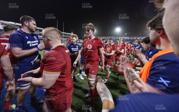 200226 - Wales U20 v Scotland U20, 2026 U20 Six Nations - Wales players at the end of the match