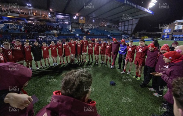 200226 - Wales U20 v Scotland U20, 2026 U20 Six Nations - Wales players at the end of the match