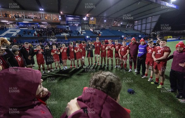 200226 - Wales U20 v Scotland U20, 2026 U20 Six Nations - Wales players at the end of the match