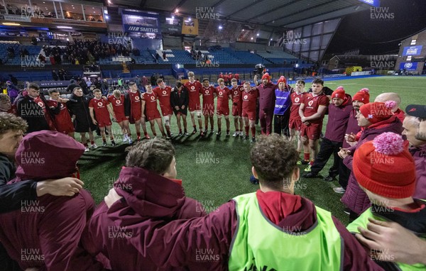 200226 - Wales U20 v Scotland U20, 2026 U20 Six Nations - Wales players at the end of the match
