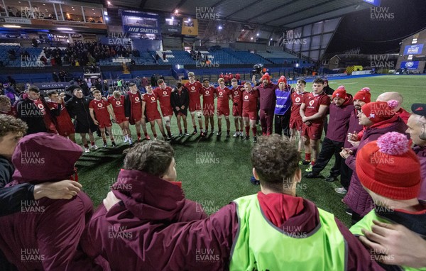 200226 - Wales U20 v Scotland U20, 2026 U20 Six Nations - Wales players at the end of the match