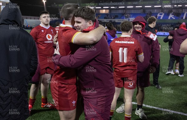 200226 - Wales U20 v Scotland U20, 2026 U20 Six Nations - Wales players at the end of the match
